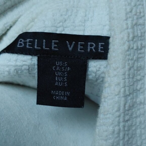 BELLE VERE off white suit blazer long sleeves button fake pockets size S - Picture 9 of 9